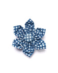 Blue and white checkered collar flower on a white background