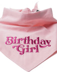 Embroidered Birthday Girl Dog Bandana - Pink