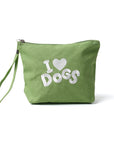 I Love Dogs Wristlet Pouch in Green