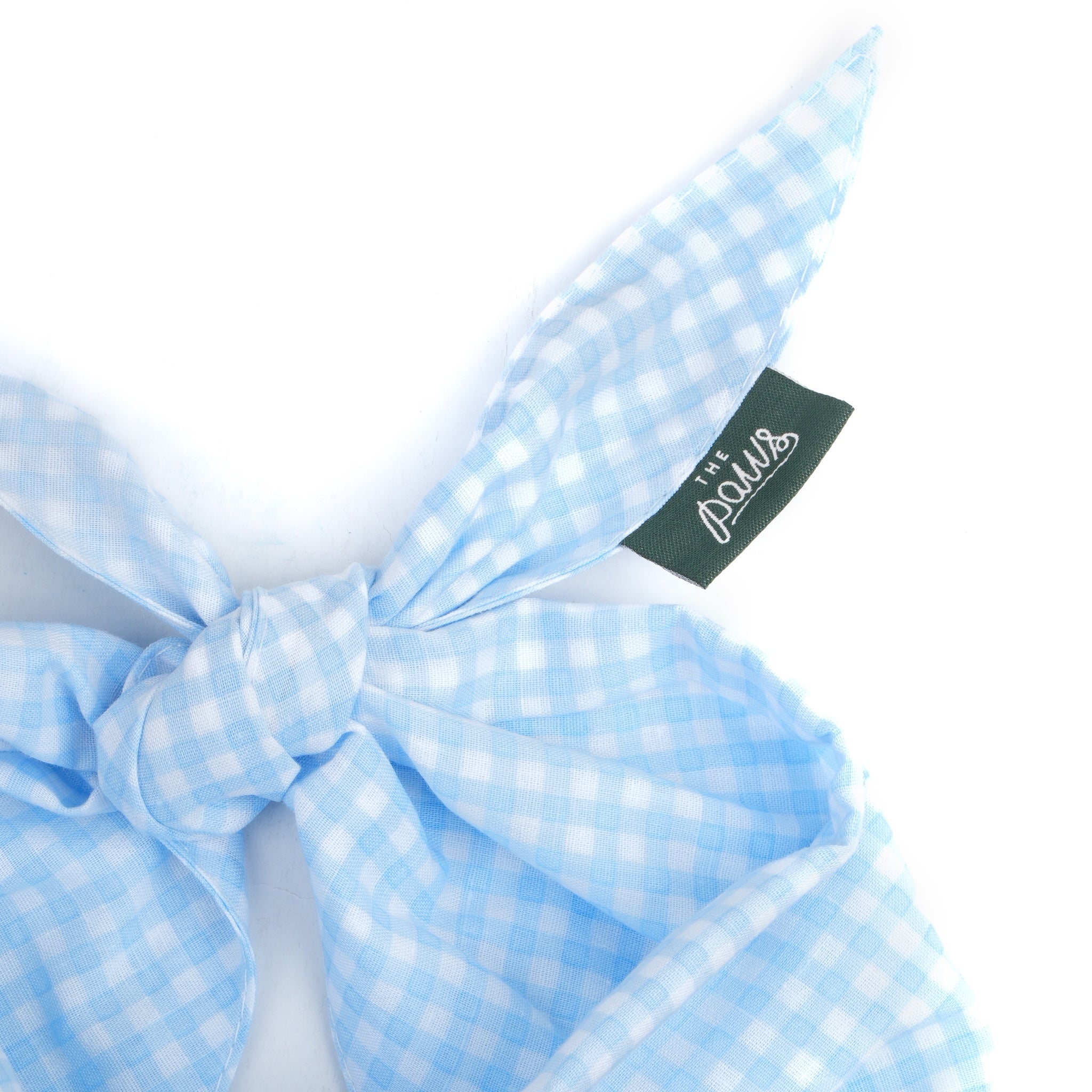 Baby Blue Gingham Dog Bandana Detail from The Paws