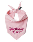 Embroidered Birthday Girl Dog Bandana - Pink