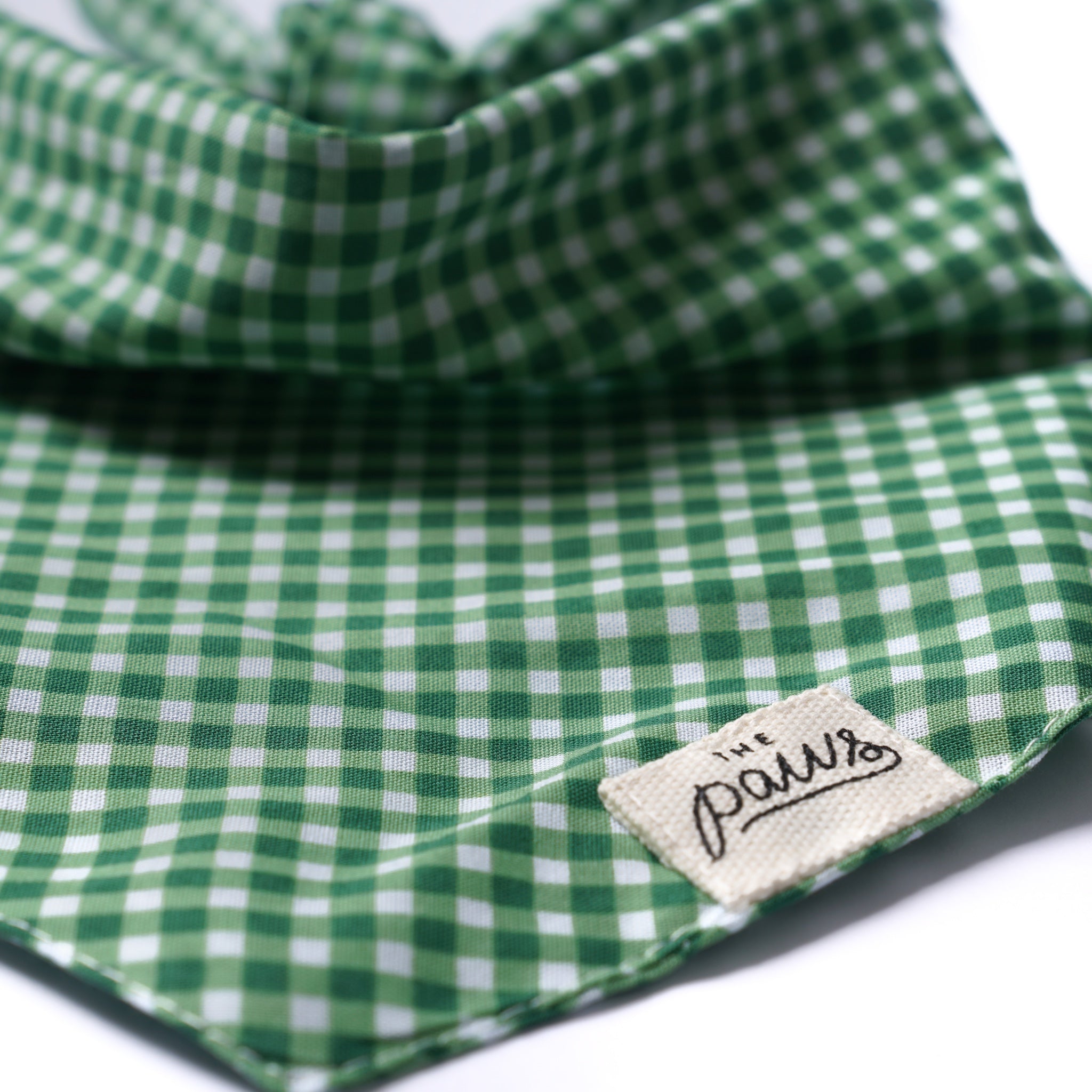 Green Gingham Dog Bandana
