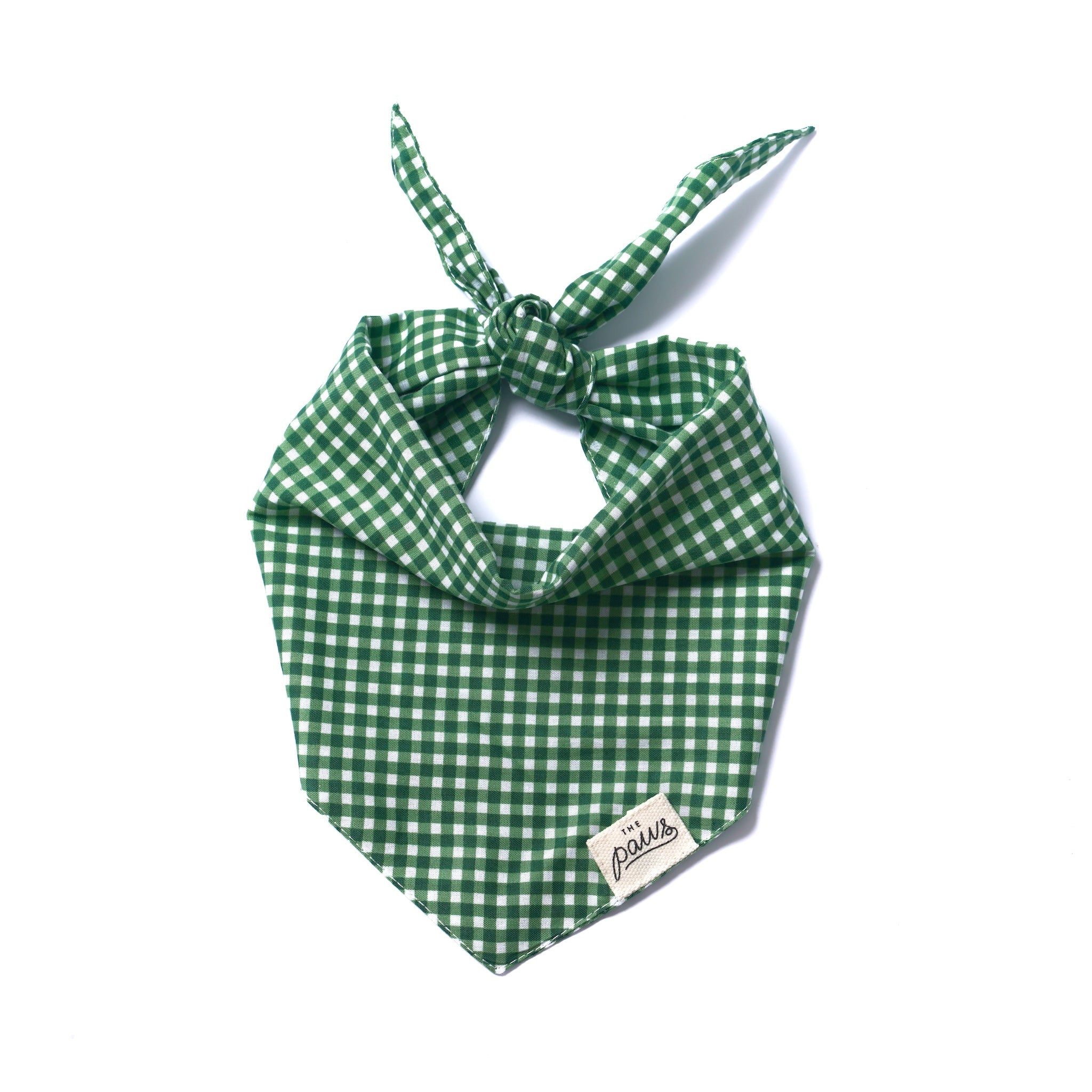 Green Gingham Dog Bandana