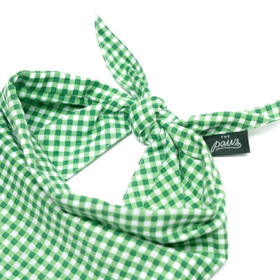 Green Gingham Dog Bandana