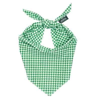 Green Gingham Dog Bandana