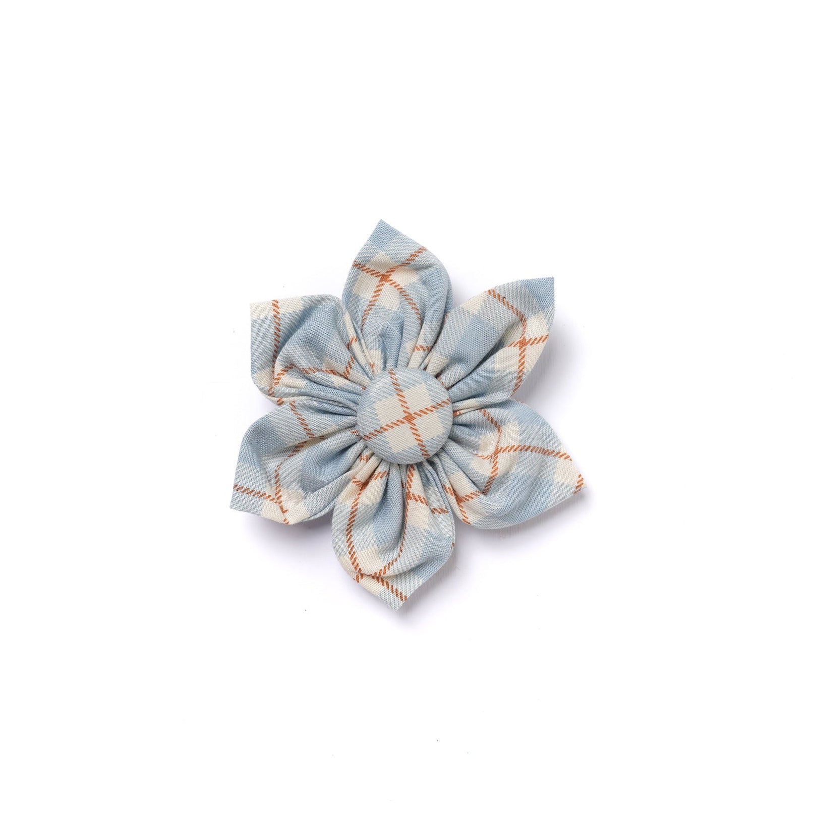 Plaid fabric pet collar flower from The Paws