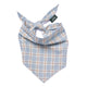 Plaid dog bandana with tied on a white background
