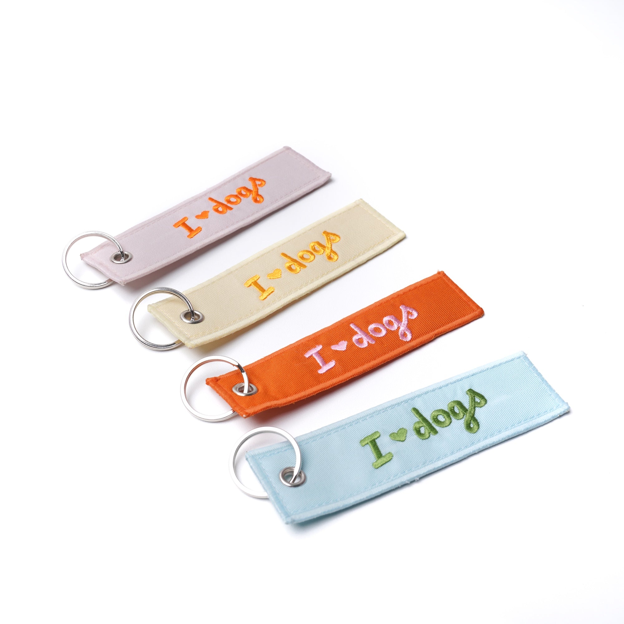 I Love Dogs Embroidered Canvas Keyring