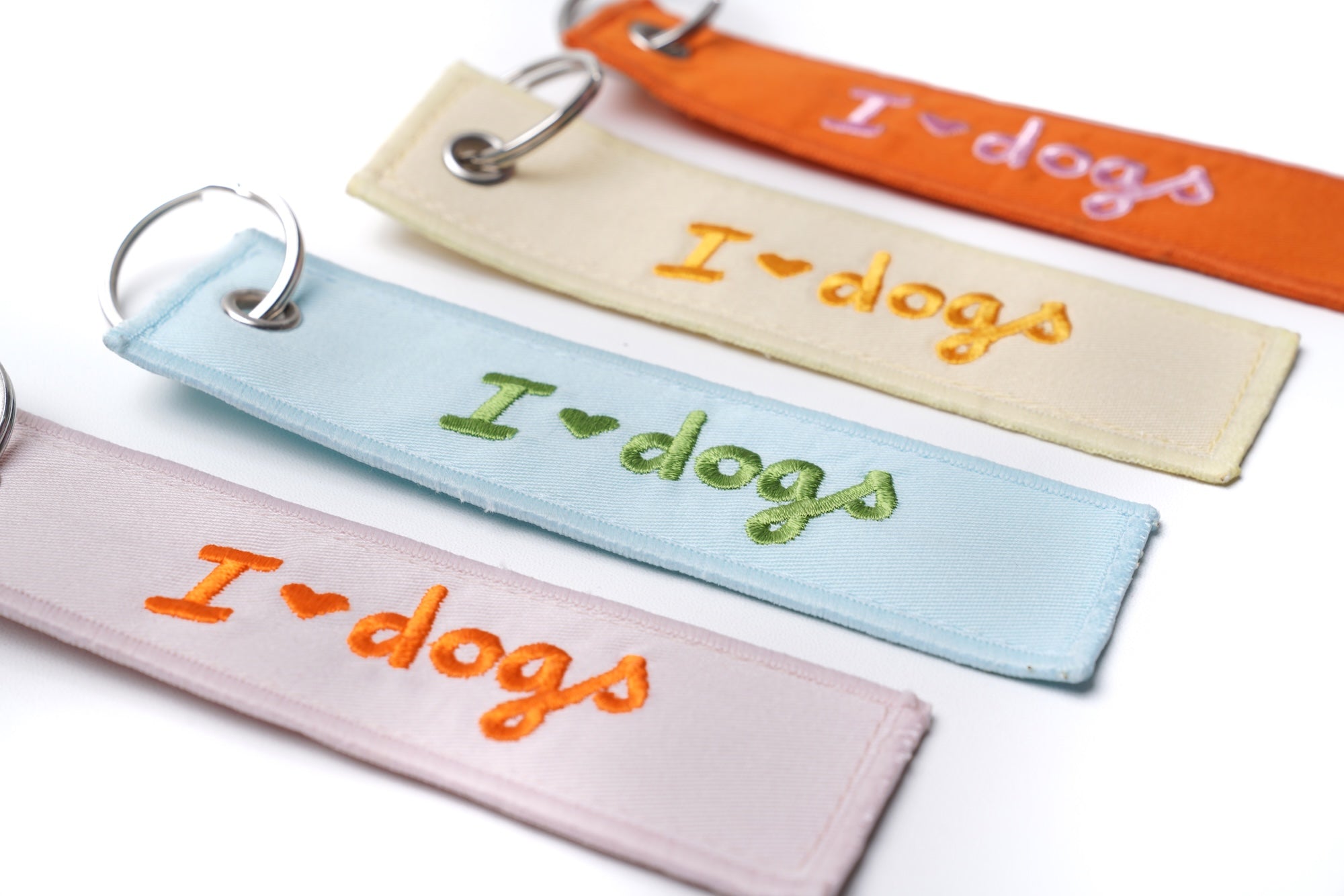 I Love Dogs Embroidered Canvas Keyring