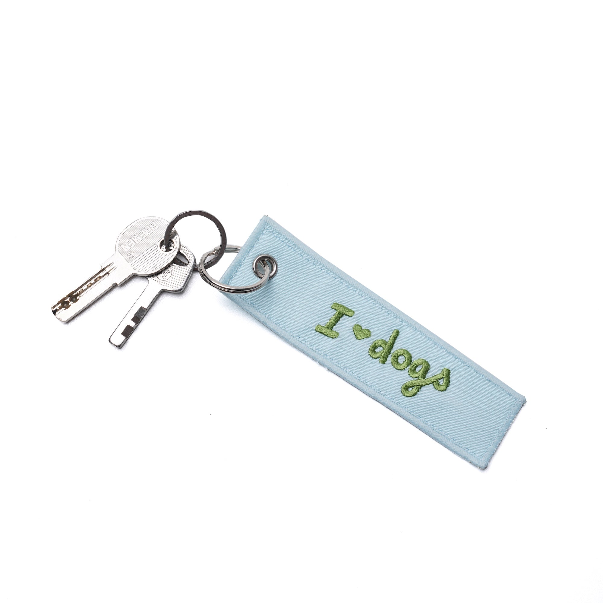 I Love Dogs Embroidered Canvas Keyring