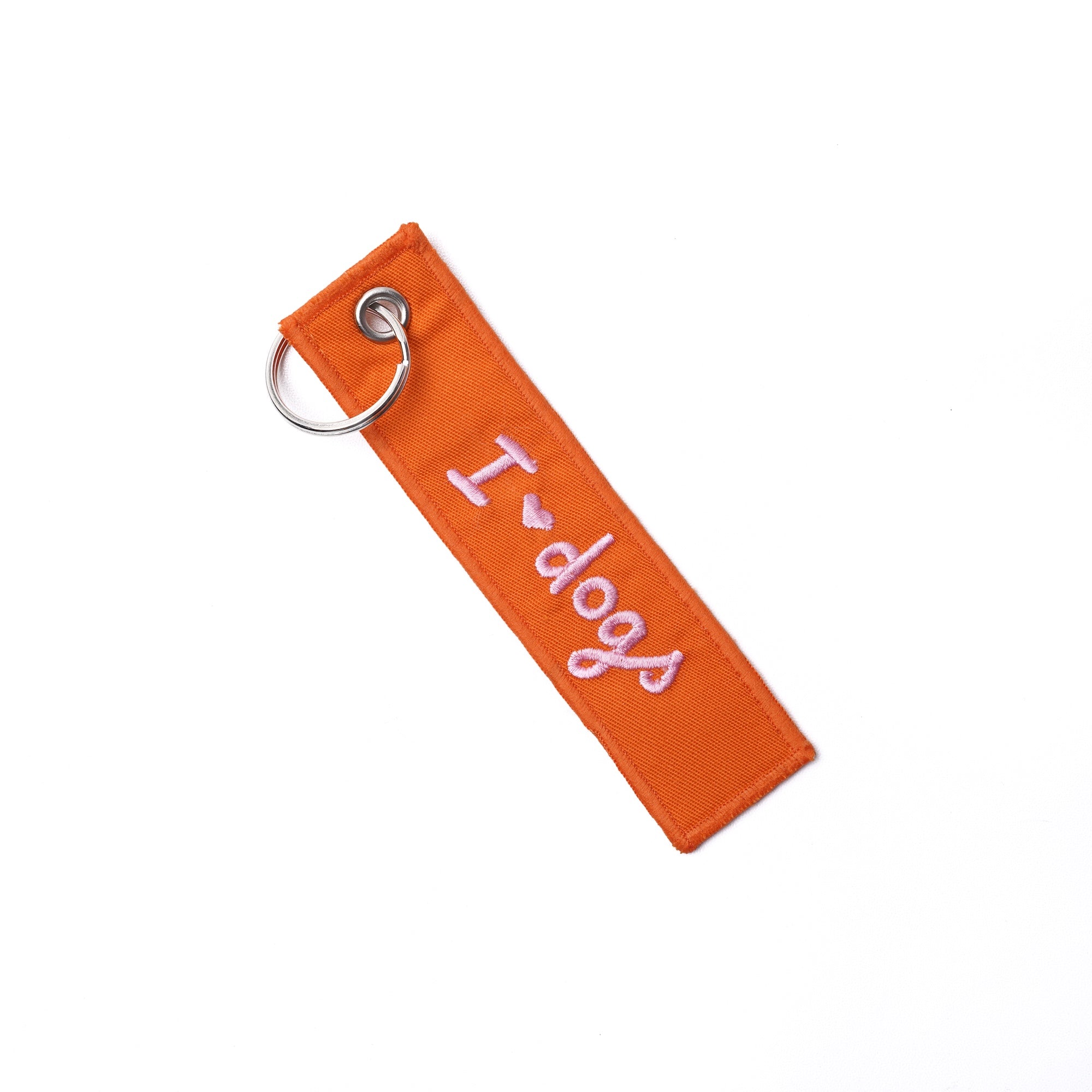 I Love Dogs Embroidered Canvas Keyring