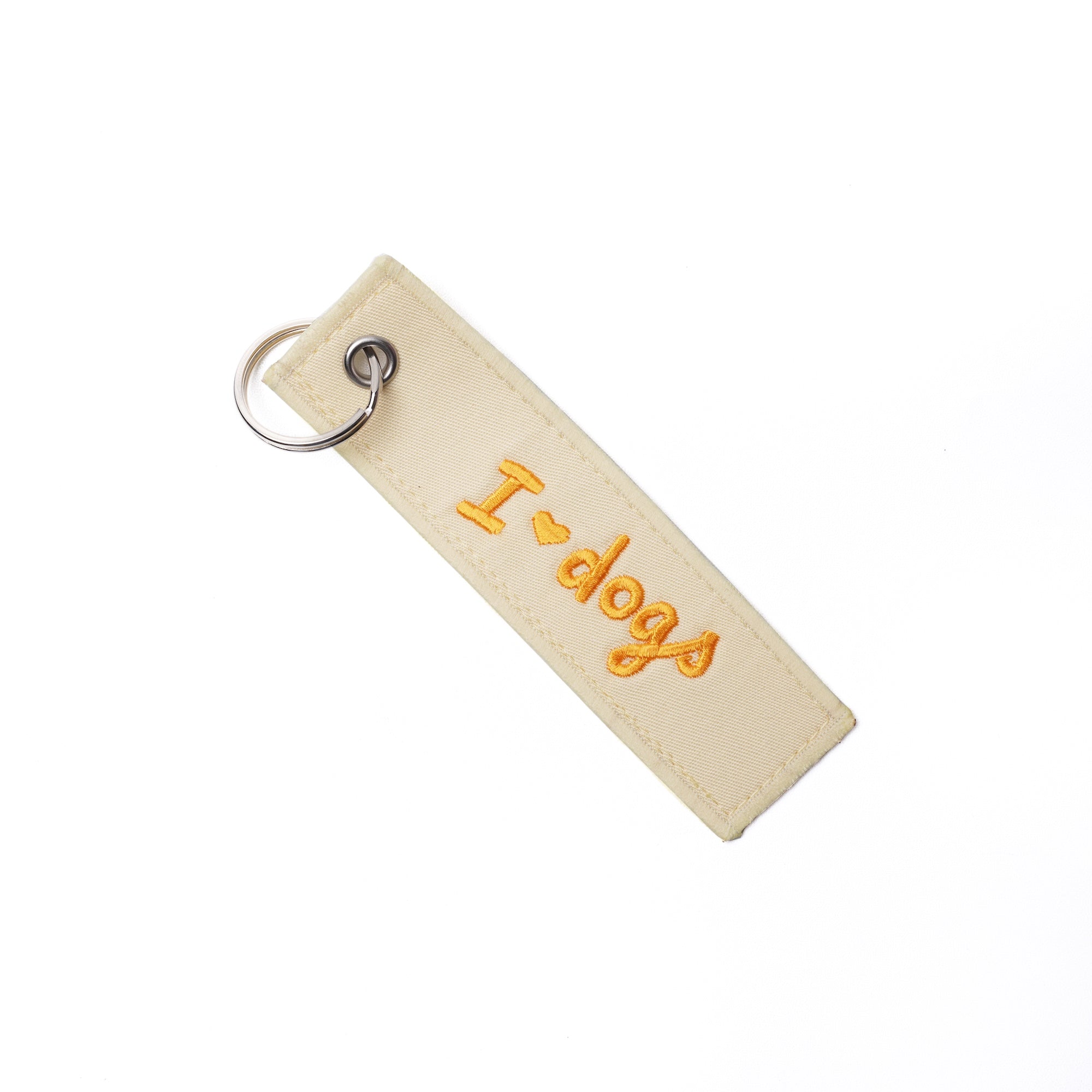 I Love Dogs Embroidered Canvas Keyring