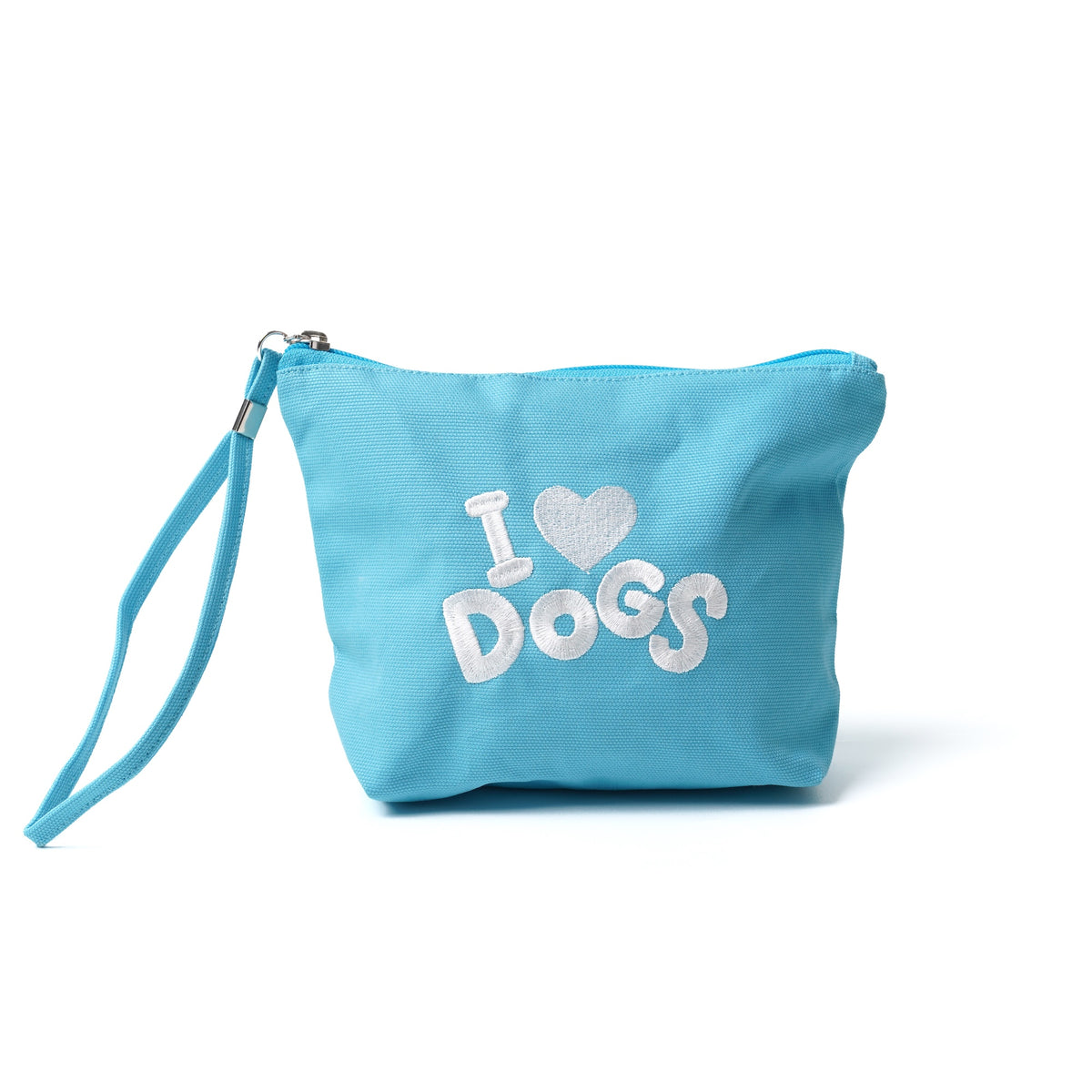 I Love Dogs Wristlet Pouch in Blue