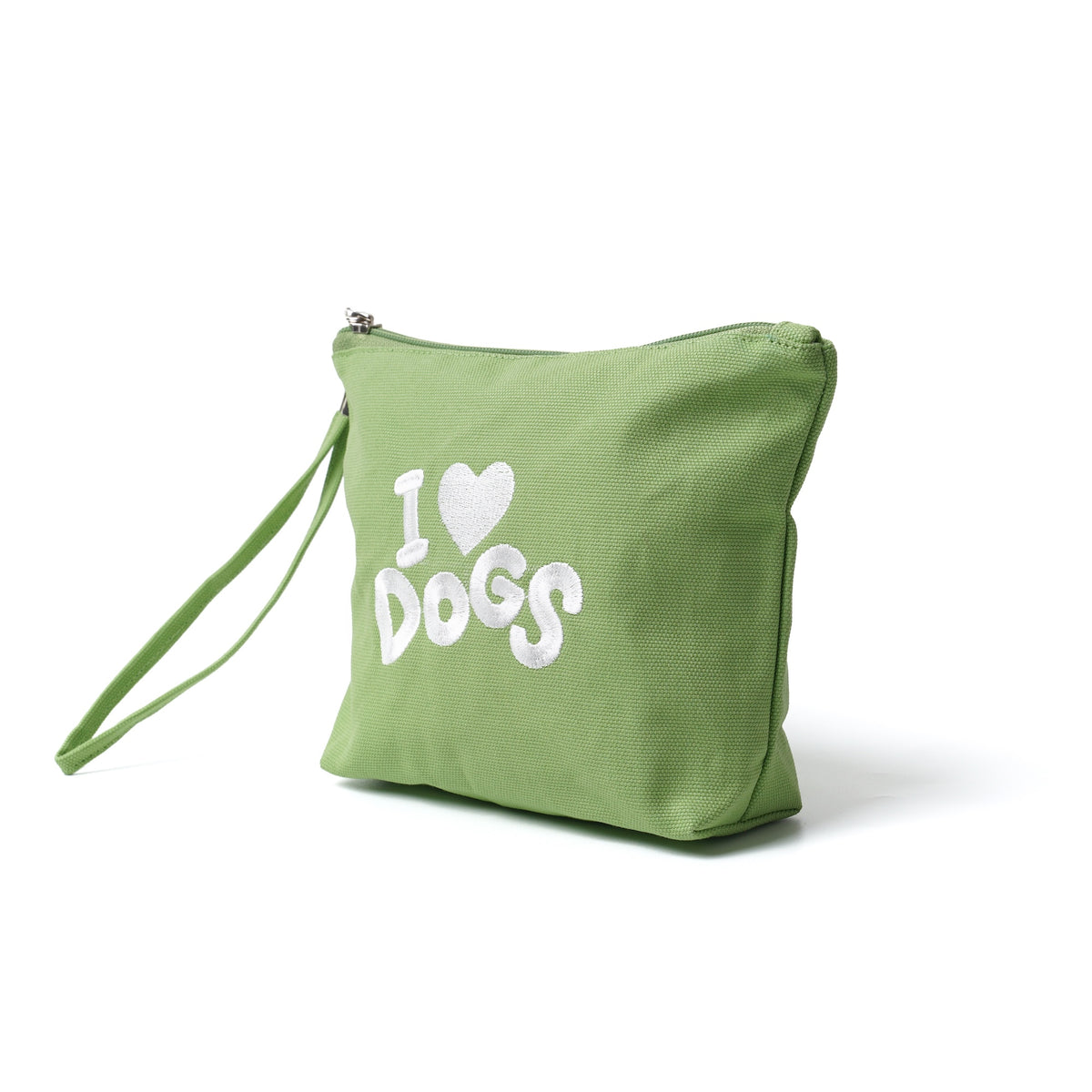 I Love Dogs Wristlet Pouch in Green