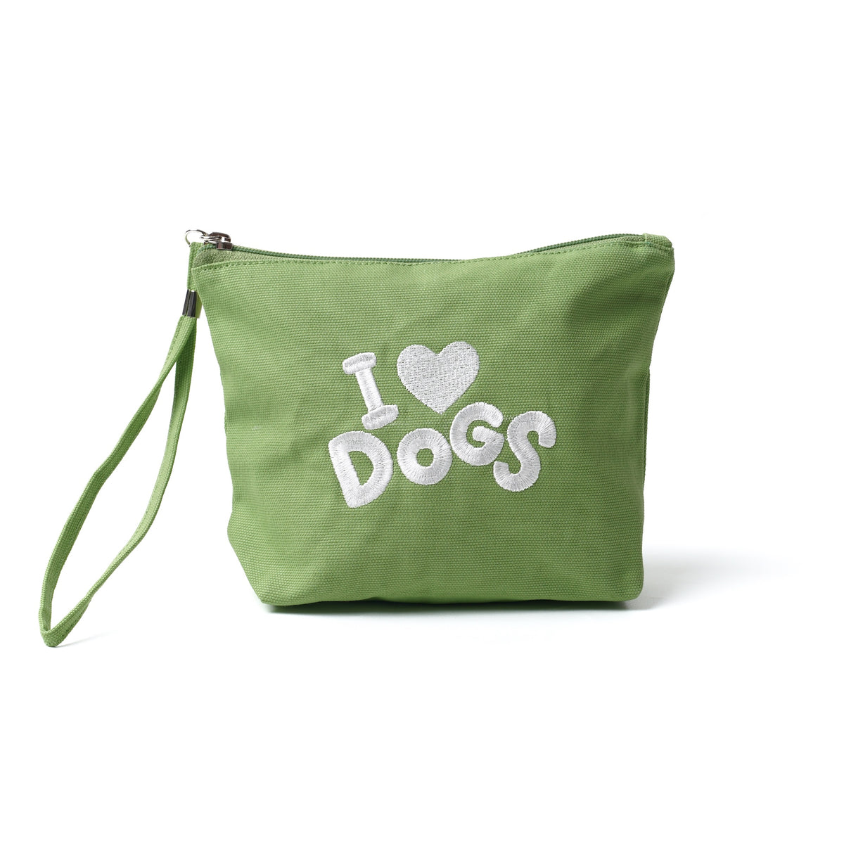 I Love Dogs Wristlet Pouch in Green