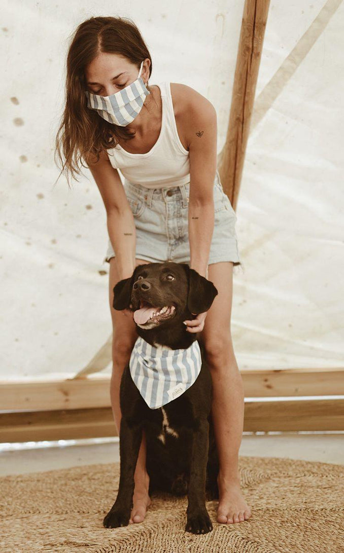 Mom & pup with matching Bandana and Face Mask