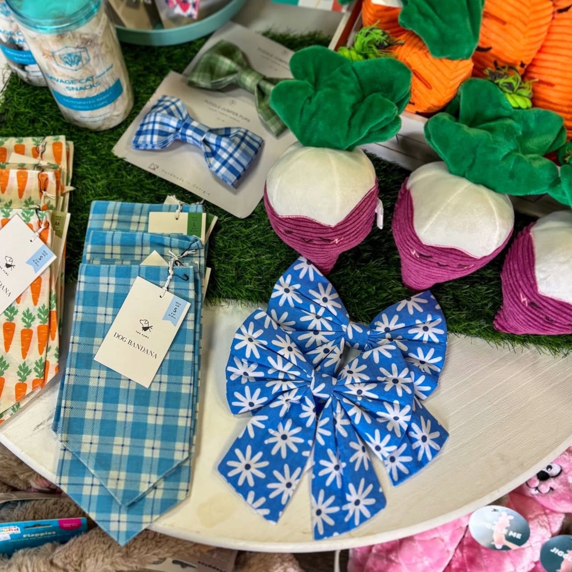 Pet Products on display - made by The Paws