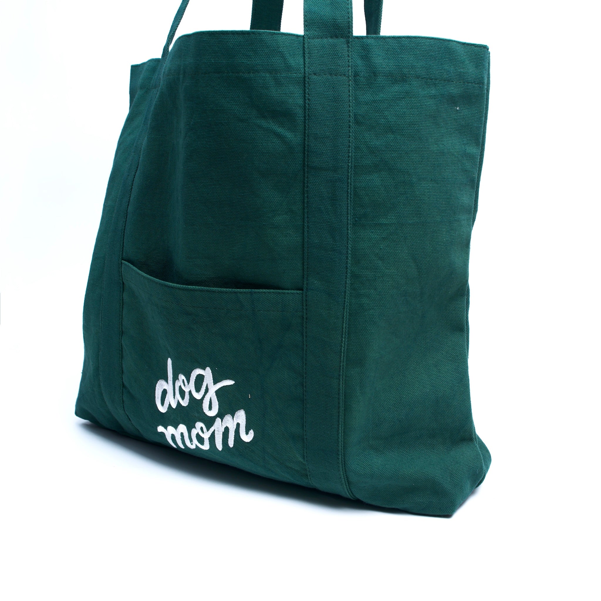 Dog Mom Green Canvas Tote Bag 