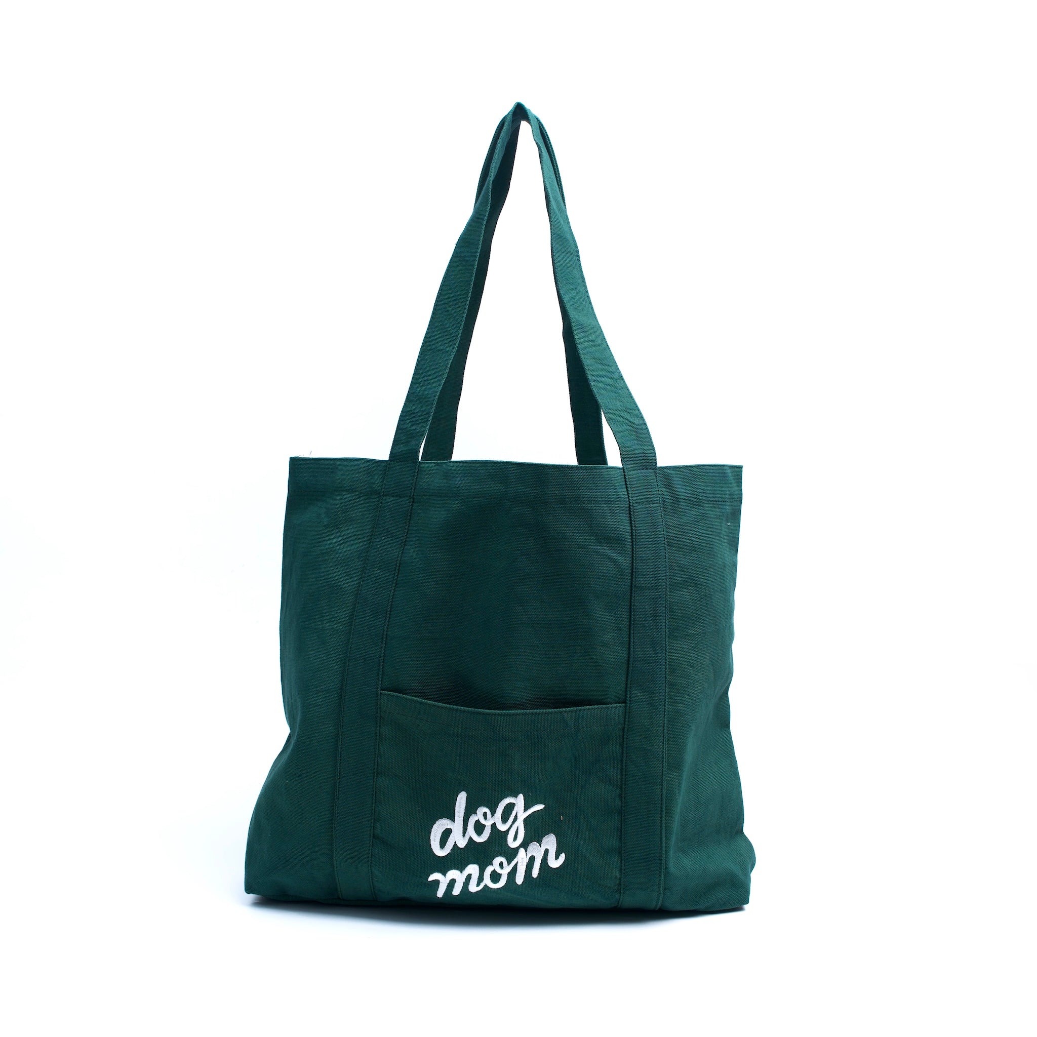 Dog Mom Green Canvas Tote Bag 