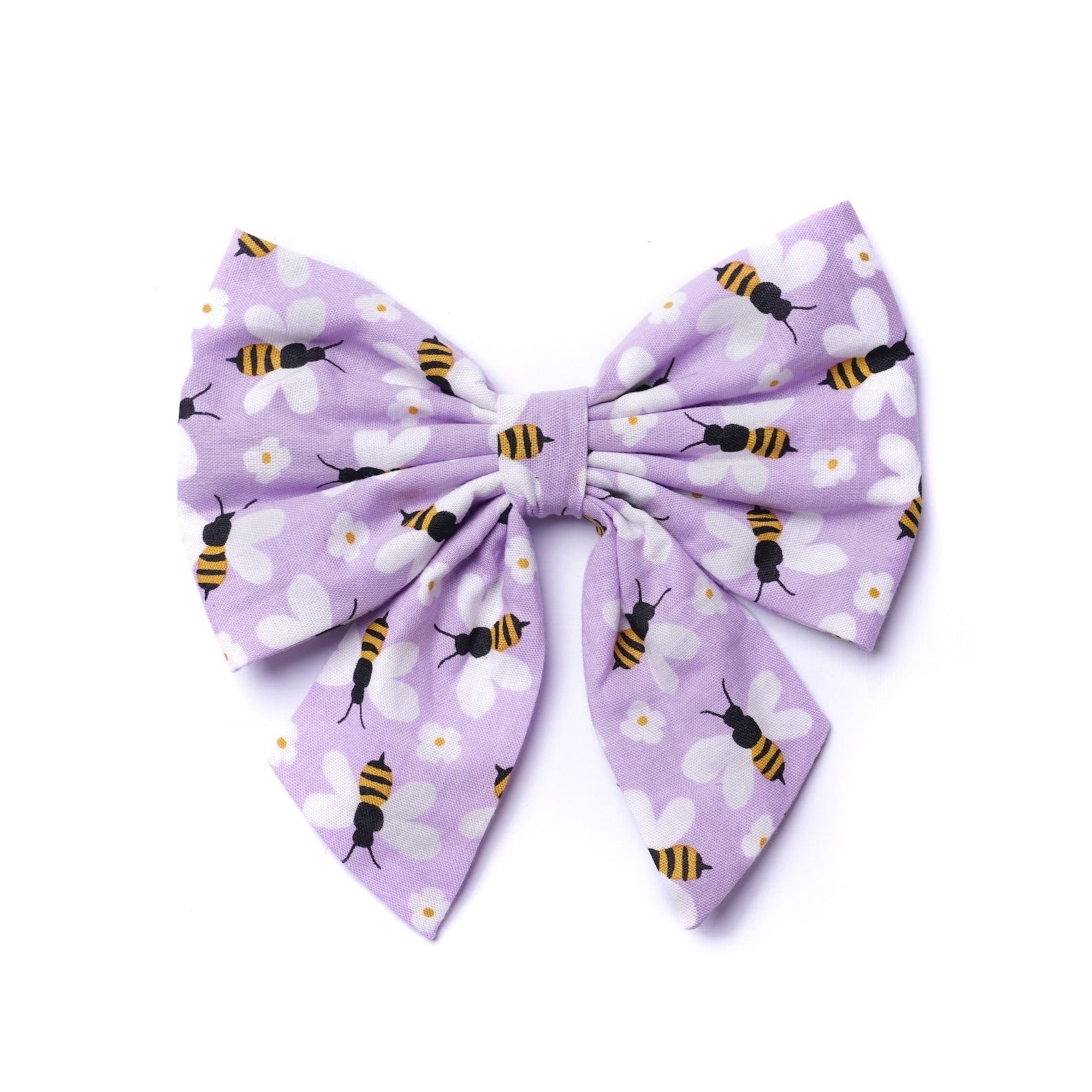 Lavender bow with bee and flower pattern