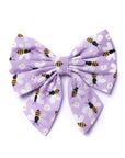 Lavender bow with bee and flower pattern