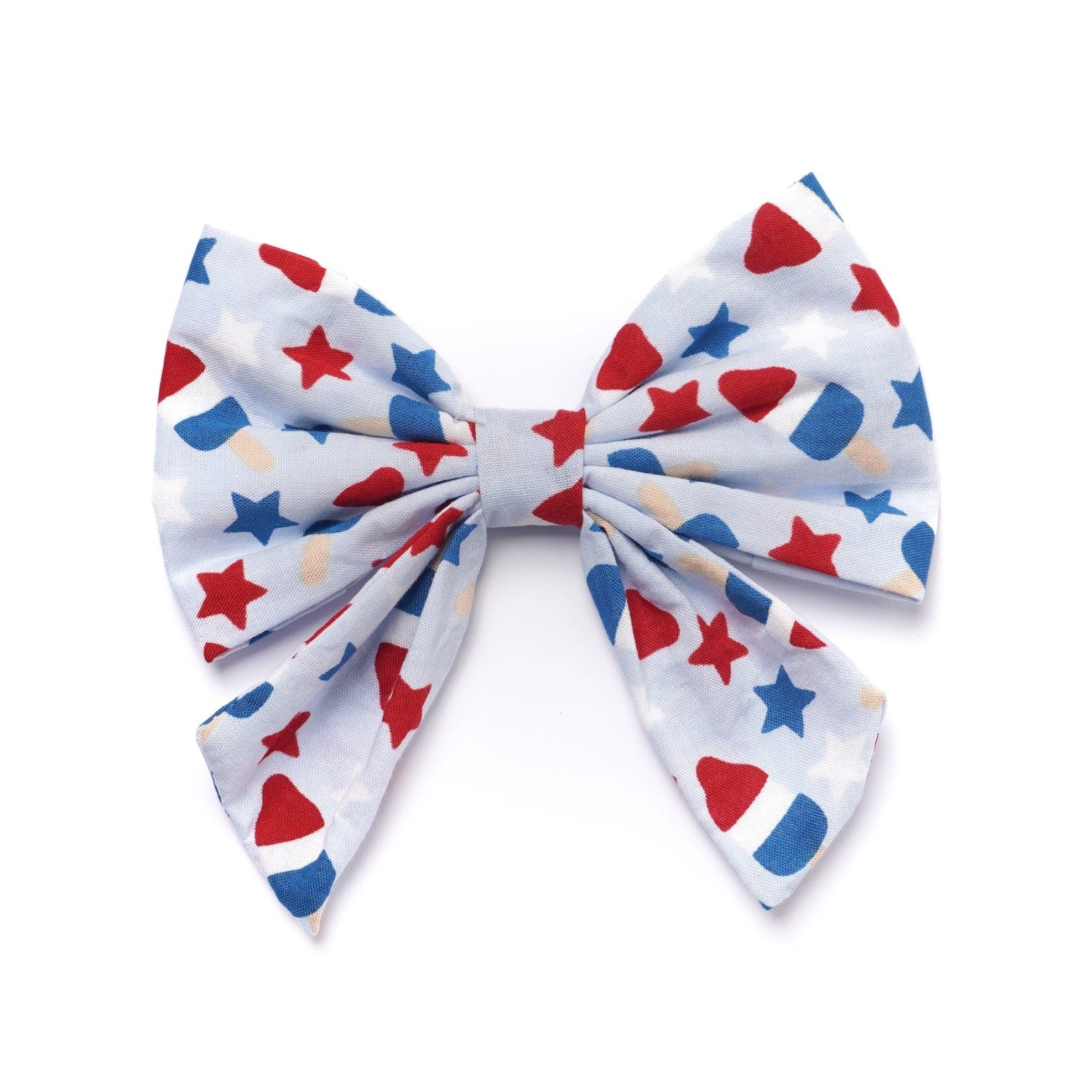 Colorful bow with star pattern on a white background