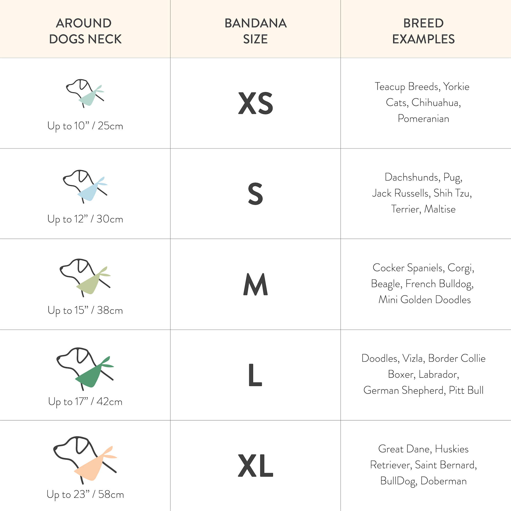 Size Guide - The Paws Bandanas