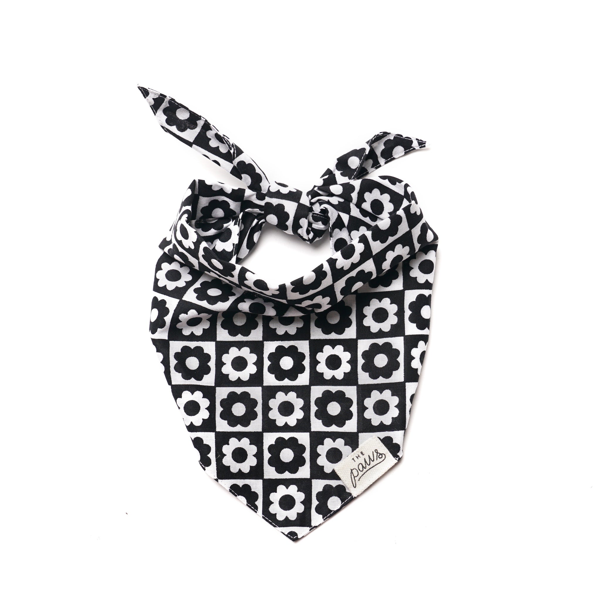 Black and white checkered bandana with flowers