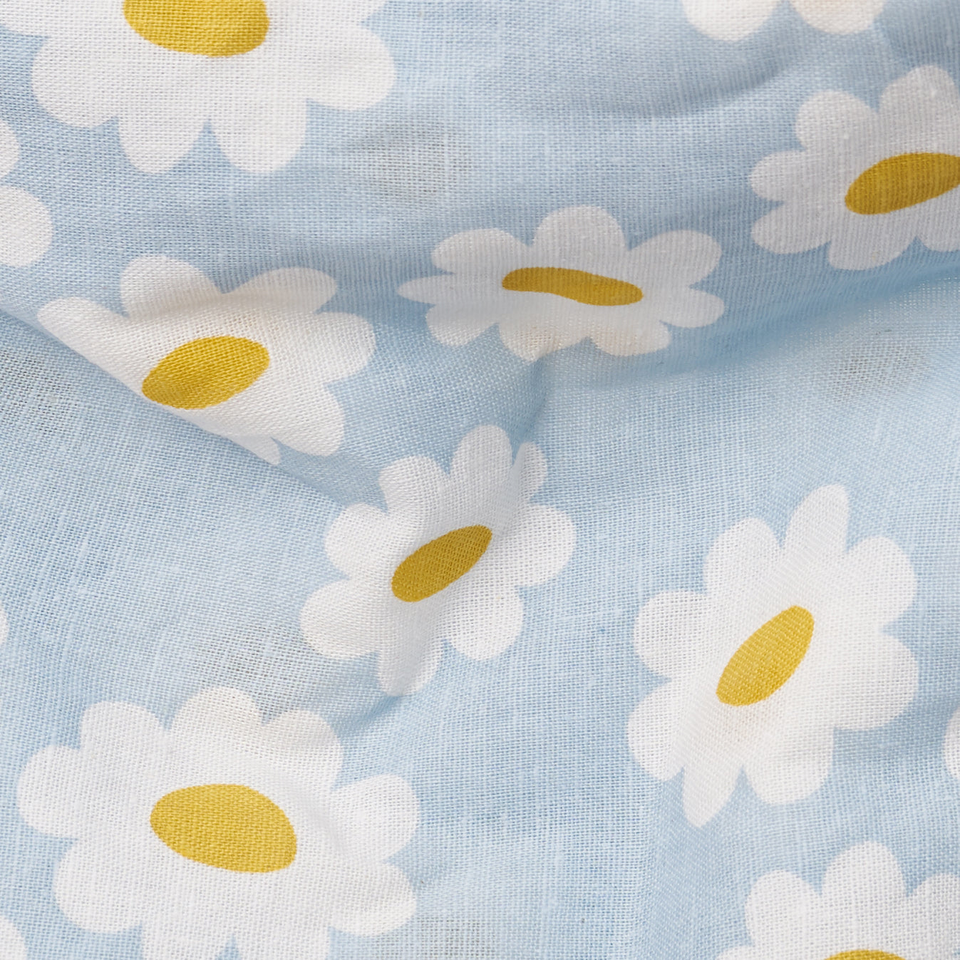 Blue Daisy Chain Fabric Close Up