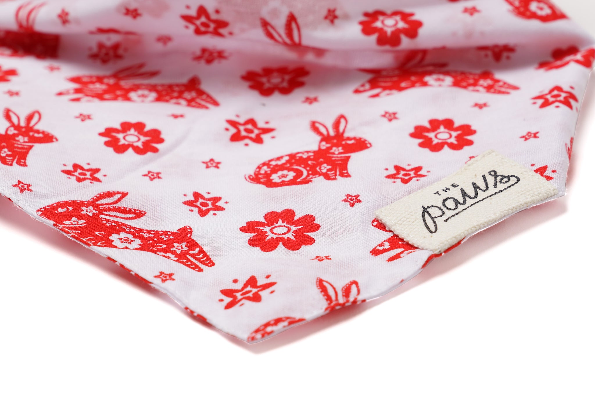 Red Rabbit Bandana Detail - The Paws